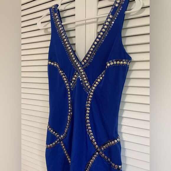 Bebe royal blue sequin mini bodycon dress - Picture 3 of 7